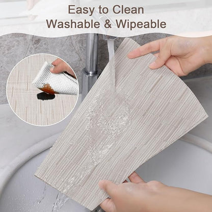 SHACOS Wedge Placemats for Small Round Table Set of 4 Woven Vinyl PVC Placemats Heat Resistant Wipeable Indoor Outdoor Table Mats (4, Beige)