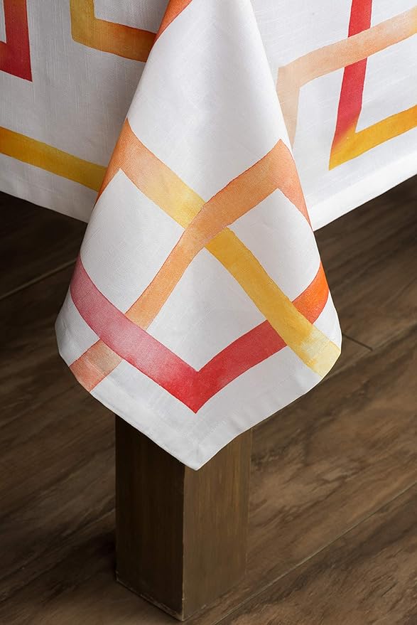 Maison d' Hermine Table Cloth Square Table 100% Cotton 54 x 54 Inches Tablecloth Reusable Decorative Everyday Use for Dining Room, Farmhouse, Home, Party, Festive & Wedding Spring Summer - Summer Maze