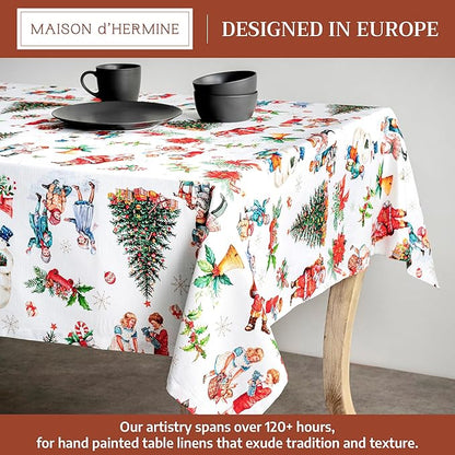Maison d' Hermine Table Cloth Square Table 100% Cotton 54 x 54 Inches Fall Tablecloth Reusable Everyday Use for Thanksgiving Christmas Decorations Dining Farmhouse Party (Chromo)