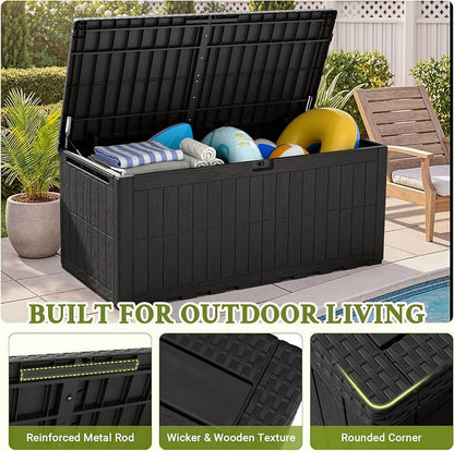 Flamaker 220 Gallon Large Outdoor Storage Box Waterproof, XL Resin Deck Box | - Image 3