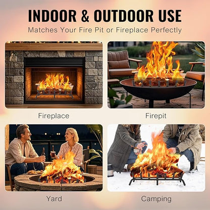 Fireplace Grate 24 inch - Fireplace Log Grates Heavy Duty Solid Round Steel | Fireplace Log Holder No Assembly | Burning Wood Log Rack for Indoor Chimney Hearth & Outdoor Camping