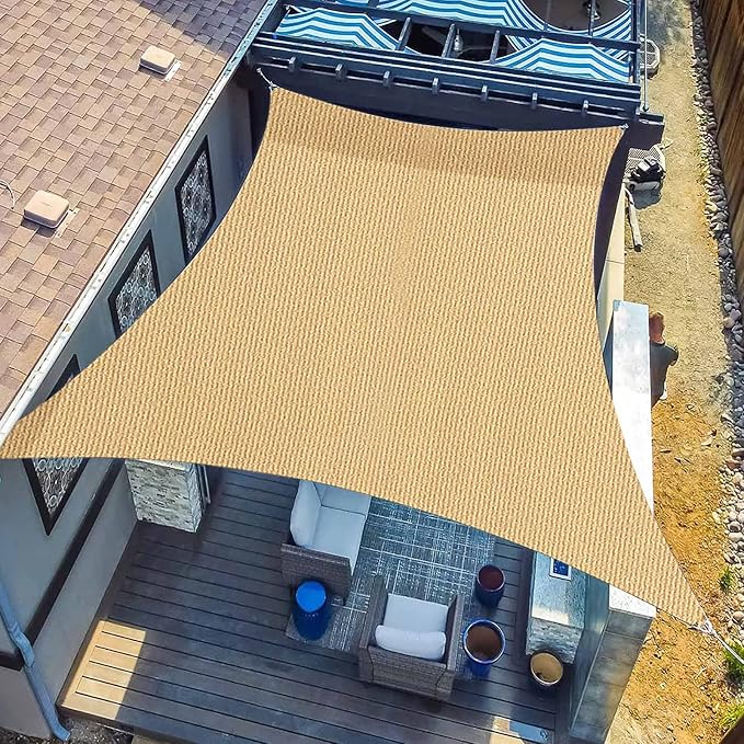 Sun Shade Sail 8'x19' Sand Rectangle Shade Cover Custom Size | 95% UV Block by SUNLAX