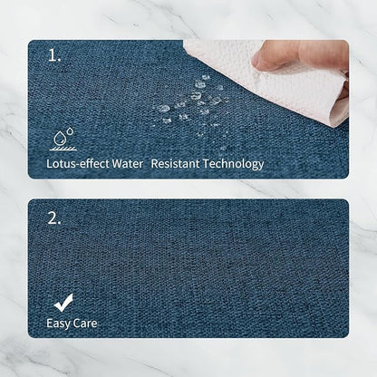 BALCONY & FALCON Placemats Set of 6 Faux Linen Cloth Place Mats Washable Waterproof Wrinkle Resistant Table Placemats for Dining Kitchen Farmhouse Indoor & Outdoor Use(Navy Blue, 13.8”x 17.7”