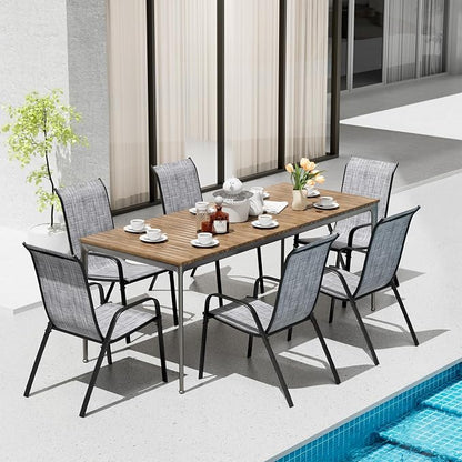 TLSUNNY Patio Chair, Outdoor Stackable Textilene Chairs Set of 6, - Image 9