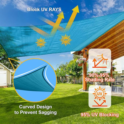Sun Shade Sail 12' x 16' Turquoise Blue Rectangle Shade | Outdoor sun shade sail - Image 4