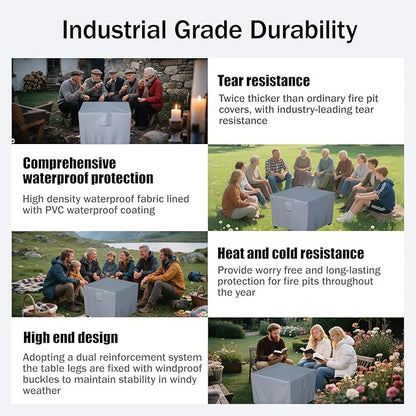 Chinchilla Heavy Duty 36 Inch Square Fire Pit Cover - 100% Waterproof & Weatherproof, Durable All-Season Protection for 32/33/34/35/36 Inch Propane Fire Pits and Tables