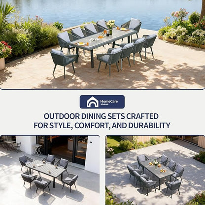 11 Pieces Patio Dining Set for 10 - All Weather Outdoor Dining Sets, All in One Outdoor Table and Chairs, Wicker Outdoor Patio Furniture Sets with Cushions and Pillows, Grey