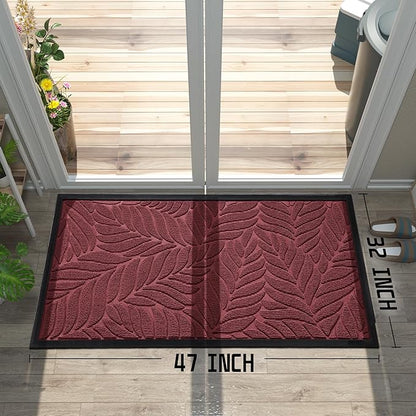 Yimobra 47x32 Large Door Mat Outdoor Indoor, All-Season Waterproof Door Mat Outside Entrance, All-Weather Non-Slip Outside Doormat for Garage Patio Entryway, Red