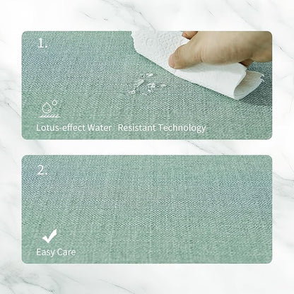 BALCONY & FALCON Placemats Set of 4 Faux Linen Cloth Place Mats Washable Waterproof Wrinkle Resistant Table Placemats for Dining Kitchen Farmhouse Indoor & Outdoor Use(Celadon Green, 13.8”x 17.7”