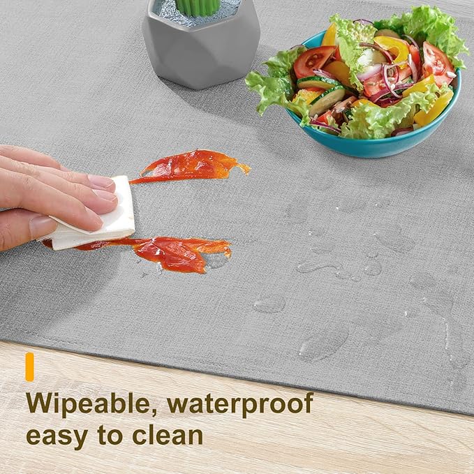 Wipeable Table Runner, Thick Farmhouse Dresser Runner, Rustic for Kitchen, Bedroom, Living Room, Indoor and Outdoor (60'', Grey)