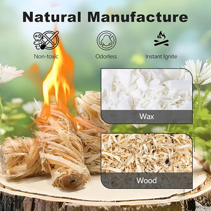 110 Pcs Fire Starter - Natural Fire Starters for Fireplace, Pellet Stove, BBQ, Pizza Oven, Fire Pit &Chimney, Fire Starters for Grill, Charcoal Starter