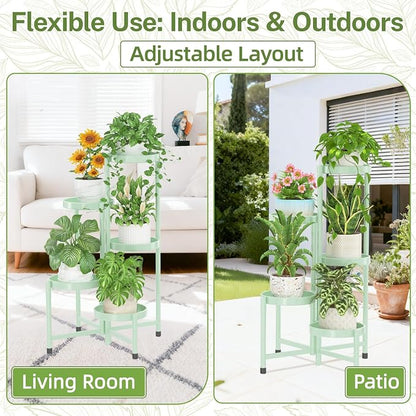 iDavosic.ly Plant Stand Indoor Outdoor, 5 Tier Metal Corner Shelf, Folding - Image 6