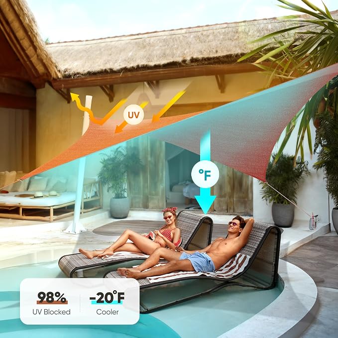 Quictent Sun Shade Sail for Patio w/Hardware Kit 185GSM 24x24ft Terracotta | - Image 3
