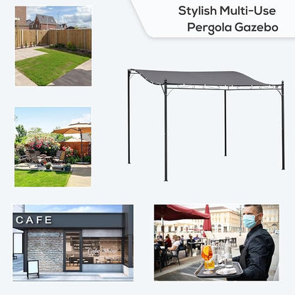 Outsunny 10' x 10' Steel Outdoor Pergola Gazebo Patio Canopy Gray | - Image 3
