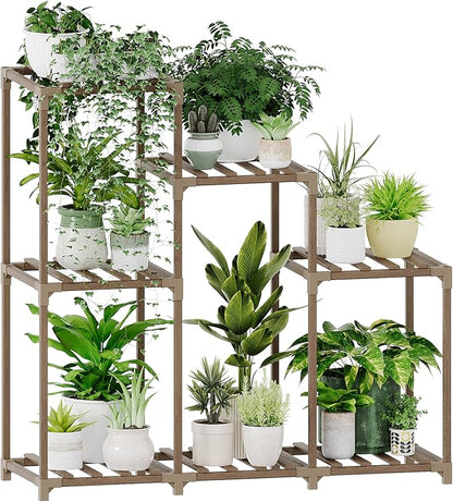 Bamworld Plant Stand Indoor Wood Plant Shelf Outdoor Tiered Plant Rack | by Bamworld