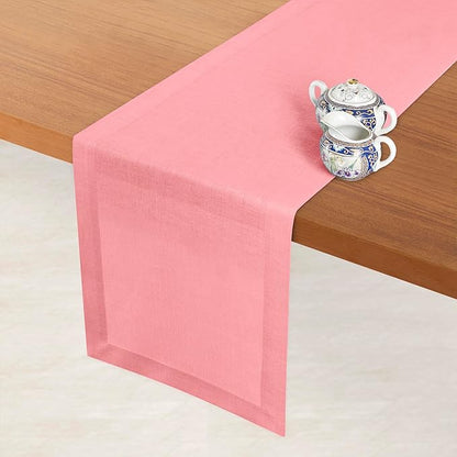 D'Moksha Homes Linen Dusty Pink Table Runner 72 Inches Long - 100% Pure Linen 14 x 72 Inch Table Runner for Dining, Valentines, Holiday - Machine Washable