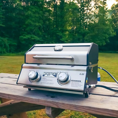 Monument Grills Clearview® 2-Burner Tabletop Propane Gas Grill for Outdoor Portable Camping Cooking with BBQ Cover(2 items)