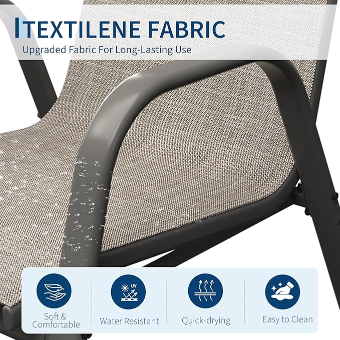 Garvee Patio Chairs Set of 4, Stackable Chairs - Image 5