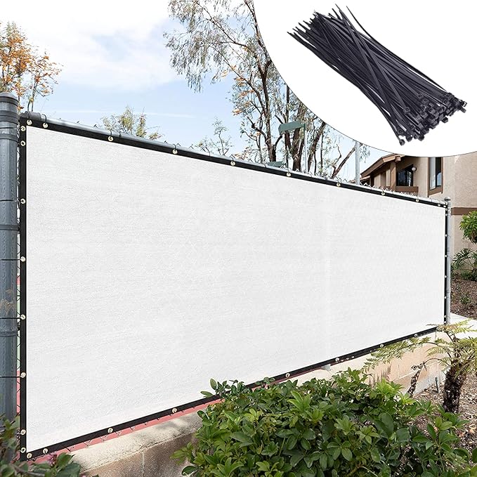 Royal Shade Custom Size 4' x 16' White Fence Privacy Screen Windscreen Cover Netting Mesh Fabric Cloth - Cable Zip Ties Included (We Make Custom Size)
