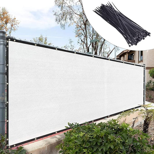 Royal Shade Custom Size 4' x 154' White Fence Privacy Screen Windscreen Cover Netting Mesh Fabric Cloth - Cable Zip Ties Included (We Make Custom Size)