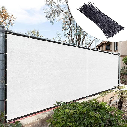 Royal Shade Custom Size 4' x 155' White Fence Privacy Screen Windscreen Cover Netting Mesh Fabric Cloth - Cable Zip Ties Included (We Make Custom Size)