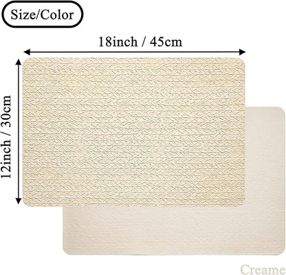PIGCHCY Waterproof PVC Place Mats Set of 6, Non-Slip Faux Leather Placemats Rattan Pattern Surface Table Mats for Wedding/Birthday Party/Kitchen (18"x12", Cream)