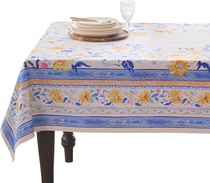 Maison d'Hermine Table Cloth Rectangle Table 100% Cotton Tablecloth for Dining Room, Farmhouse, Home, Hotel, Parties & Wedding - Ideal for Easter Decorations Spring & Summer (Girassol, 70" x 140")