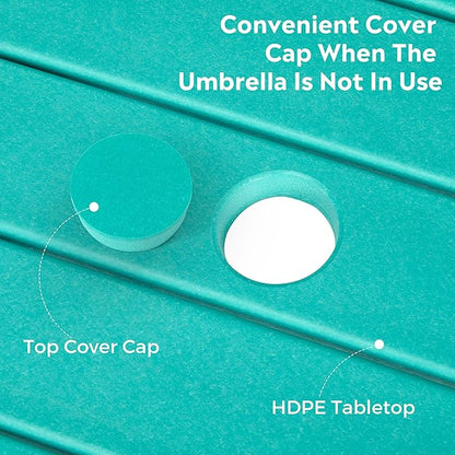 Costaelm Outdoor Bar Table, 42" Counter Height Square Patio Cocktail Bar Table with Umbrella Hole, Patio Bistro Dining Pub Table for Front Porch Deck Backyard Garden, Turquoise