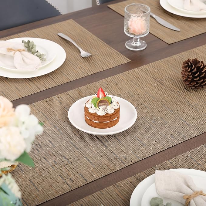Myir JUN Table Runner, Vinyl Table Runner Indoor Arbitrarily Cropped Runner for Table Heatproof for Home Party (Light Brown, 15 x 94 inch)