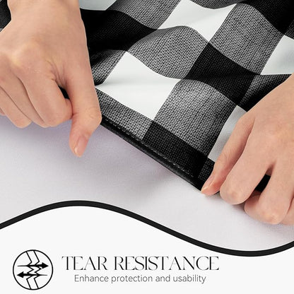 MOSAYT Rectangle Vinyl Tablecloth, 100% Waterproof Buffalo Gingham Plastic Table Cloth, Heavy Duty Wipeable Table Covers for Picnic, Outdoor, Camping - 54 x 120, Black