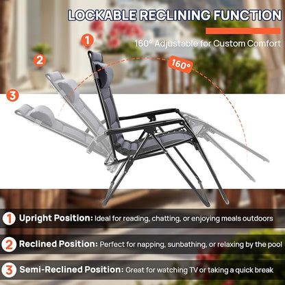 Zero Gravity Lawn Chairs, Oversized Padded Outdoor Chairs - Image 4
