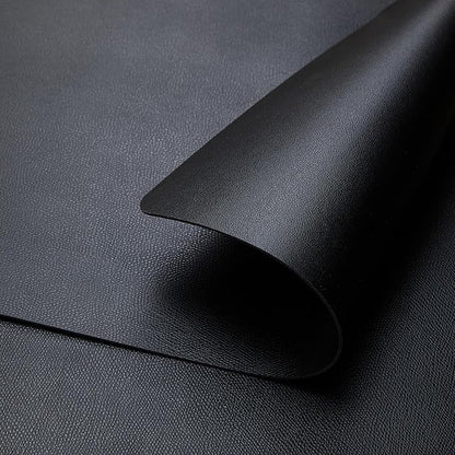 DOLOPL Placemats Set of 6 – Black Wipeable Faux Leather Table Placemats, Waterproof and Heat Resistant Place Mats for Dining Table, Kitchen, and Outdoor Use – Modern Table Mats for Halloween Decor