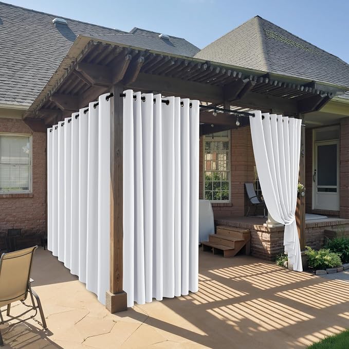 RYB HOME Outdoor Curtains for Patio Deck, Waterproof & Block Sunlight | Thermal by RYBHOME