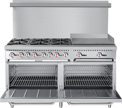 KoolMore 60 in. 6 Burner Commercial Liquid Propane Range with 24 in. Griddle (KM-CRG60-LP)