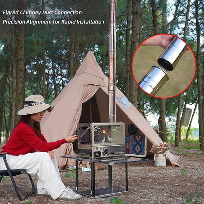 2-Pcs Heavy-Duty Stainless Steel Stove Pipes, 2.75-Inch Diameter, Reinforced Rolled-Edge, for CAMPJOURNEY Hot Tent Stoves & Camping Stoves (14.29-Inch Length)