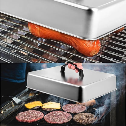 Rectangular Basting Cover, Stainless Steel Grill Cover Lid for Outdoor Cooking, 13"(L) x 11.2"(W) x 2.5"(H), Cheese Melting Dome, Keeps Cooked Food Warm, 1 Pack