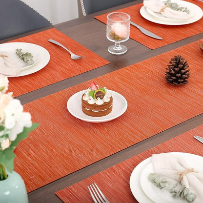 Myir JUN Table Runner, Vinyl Table Runner Indoor 55 Inch Long Arbitrarily Cropped Runner for Table Heatproof for Home Party (Orange, 12 x 55 inch)