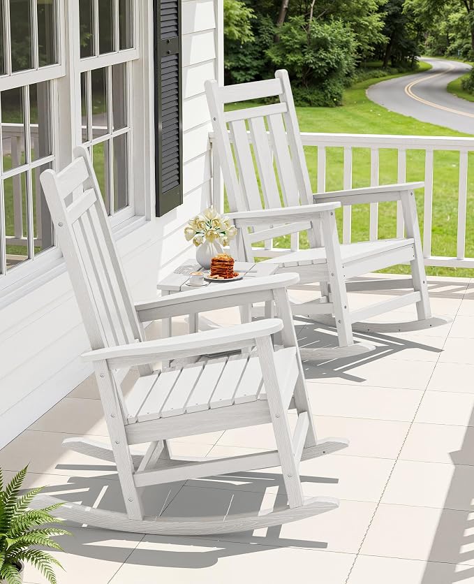 Oversized Outdoor Rocking Chair Set of 2, HDPE Patio Rockers - Image 2