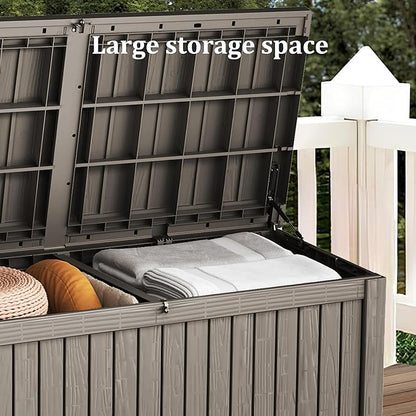 180 Gallon Outdoor Storage Deck Box - Large Waterproof Resin Bin for Delivery Boxes Outside, Lockable Storage for Patio/Pool Cushions & Tools, UV-Resistant, Granite Grey