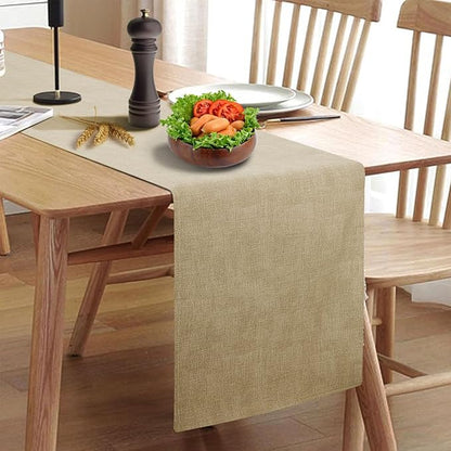 Waterproof Wipeable Table Runner, Thick Farmhouse Table Runner, Dresser Runner, Rustic Table Runner for Kitchen Dining Room, Bedroom, Living Room, Indoor and Outdoor (48'', Camel Brown)