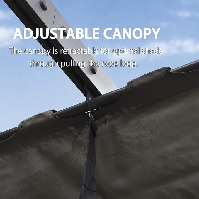 PURPLE LEAF Outdoor Pergola 11' X 13' Retractable Canopy Aluminum, Custom Shade - Image 6