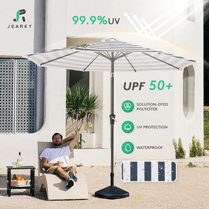 JEAREY 9FT Outdoor Patio Umbrella, Market Umbrella, Tilt & Crank UV Protection - Image 3