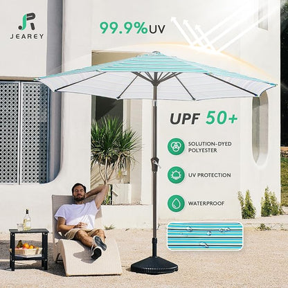JEAREY 9FT Outdoor Patio Umbrella, Market Umbrella, Tilt & Crank UV Protection - Image 3