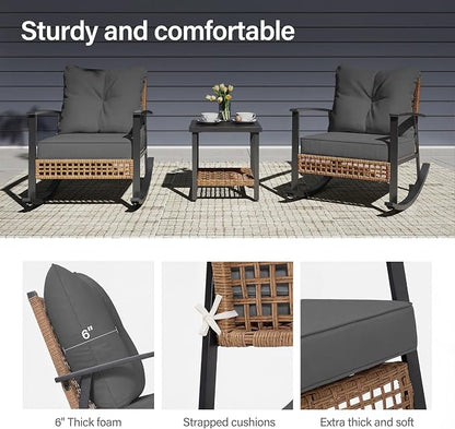3-Piece Rocking Bistro Set, Outdoor Patio Furniture - Image 5