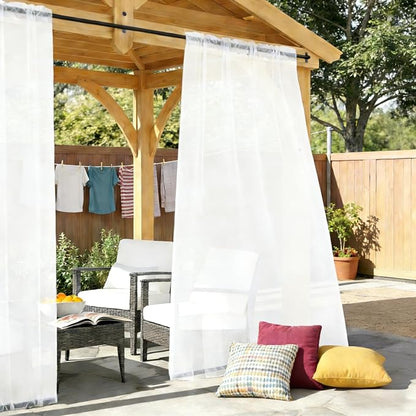 Outdoor Sheer Curtains for Patio Waterproof, 4 Panels Rod Pocket Indoor/Outdoor - Image 2
