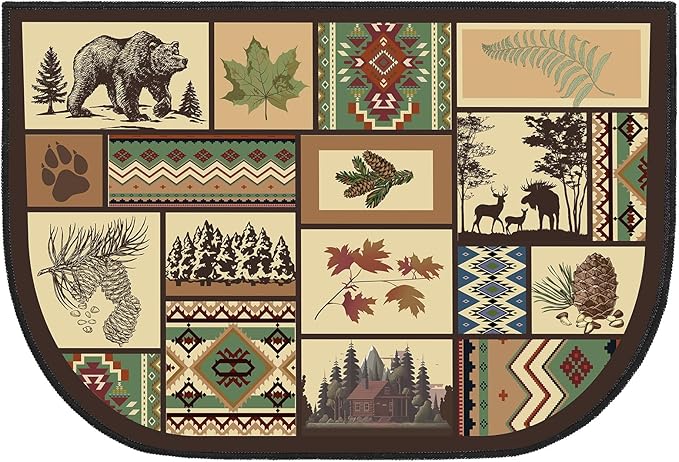 Demissle Cabin Fireplace Hearth Rug Fireplace Mats Cabin Southwestern Fireproof Rug Fire Resistant Mat for Wood Stove Floor for Kitchen Indoor Outdoor(24 x 36 Inch,Lovely)