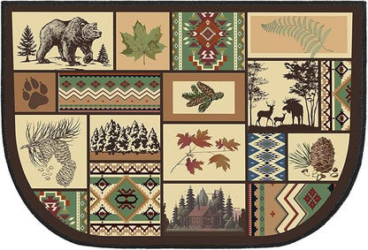 Demissle Cabin Fireplace Hearth Rug Fireplace Mats Cabin Southwestern Fireproof Rug Fire Resistant Mat for Wood Stove Floor for Kitchen Indoor Outdoor(24 x 36 Inch,Lovely)