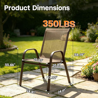 Patio Chairs Set of 4, Stackable High Back Outdoor Dining Chairs - Image 3