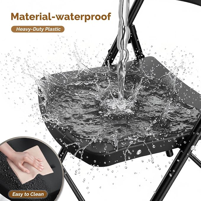 Bonnlo 20-Pack Black Plastic Folding Chairs, Portable Seat - Image 3
