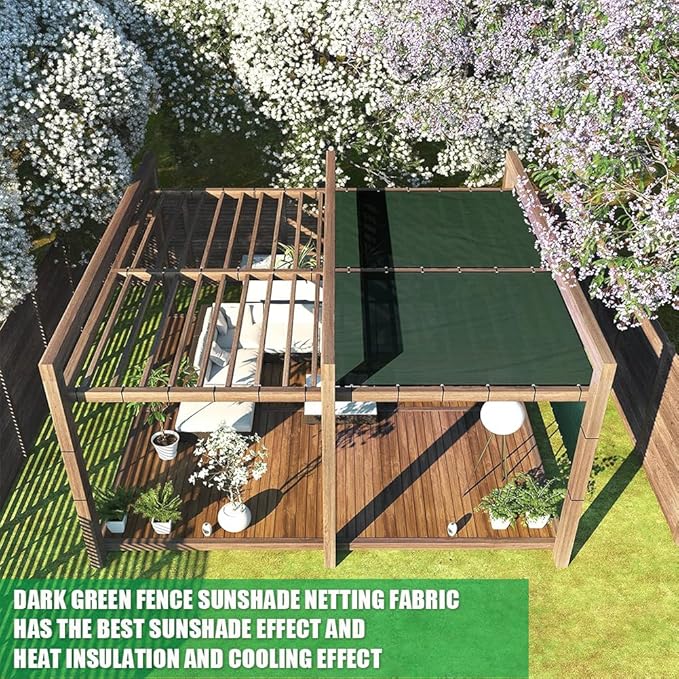 LITA 4' x 87' Garden Privacy Fence Screen Cover (HDPE) UV Protection Weather-Resistant Heavy Duty Shade Cover for Deck, Patio, Backyard, Outdoor Pool, Porch, Railing, Dark Green, Customizable